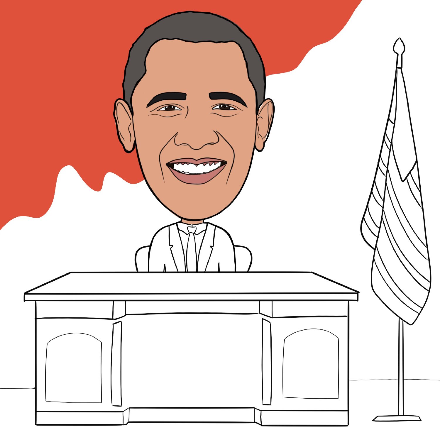 Barack obama coloring page free printable