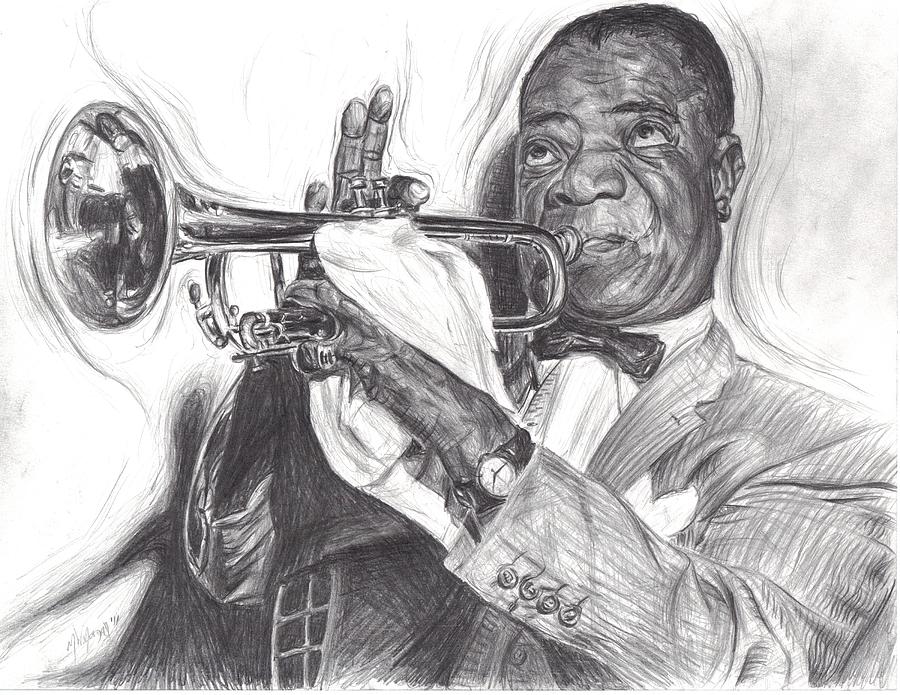 Louis armstrong drawing by michael morgan