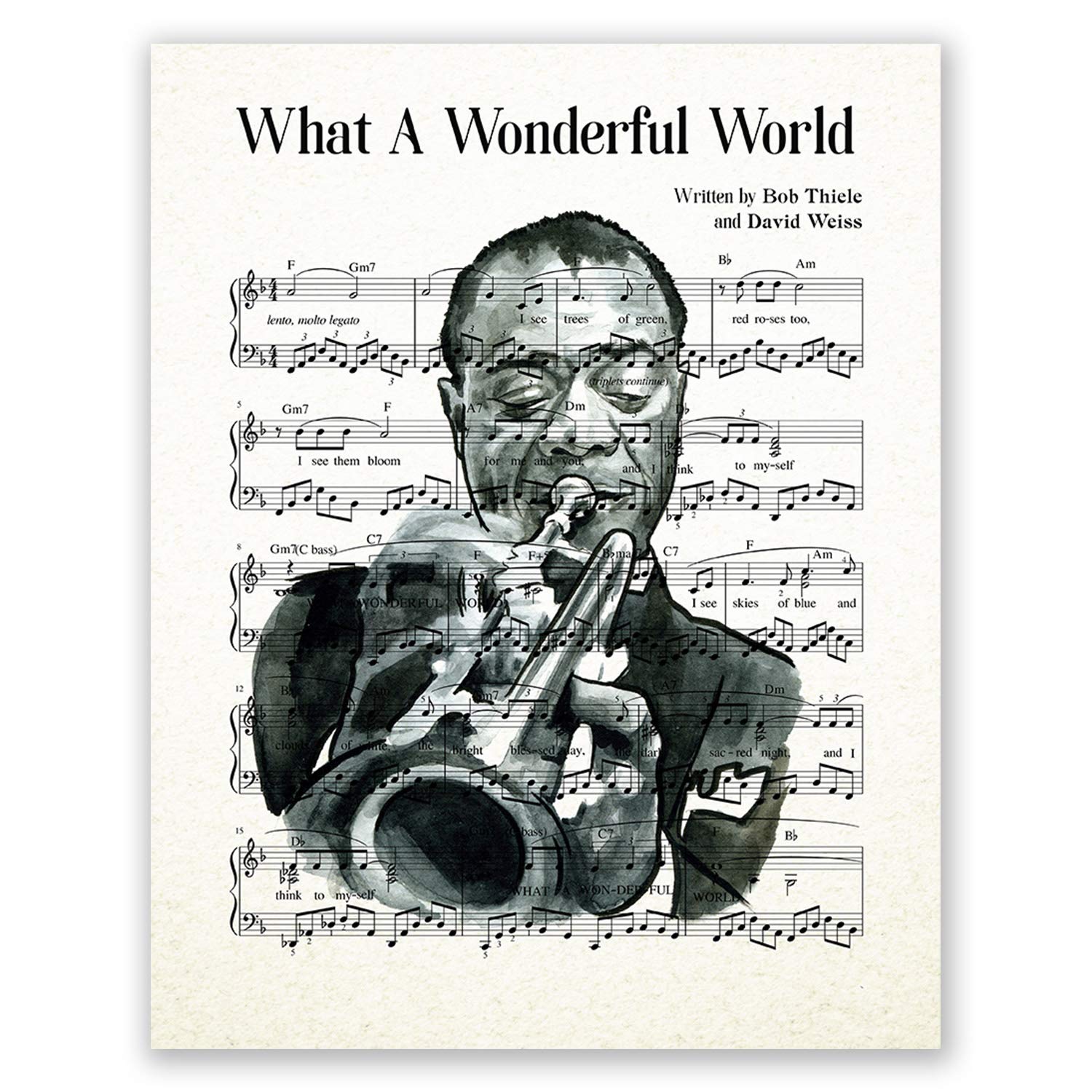 Louis armstrong poster jazz music sheet wall art portrait home decor print black and white artwork jazz legend picture x posters prints