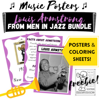 Louis armstrong poster and coloring sheet