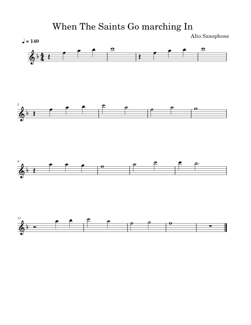 When the saints go marching in â louis armstrong when the saints go marching in beginner sheet music for saxophone alto solo