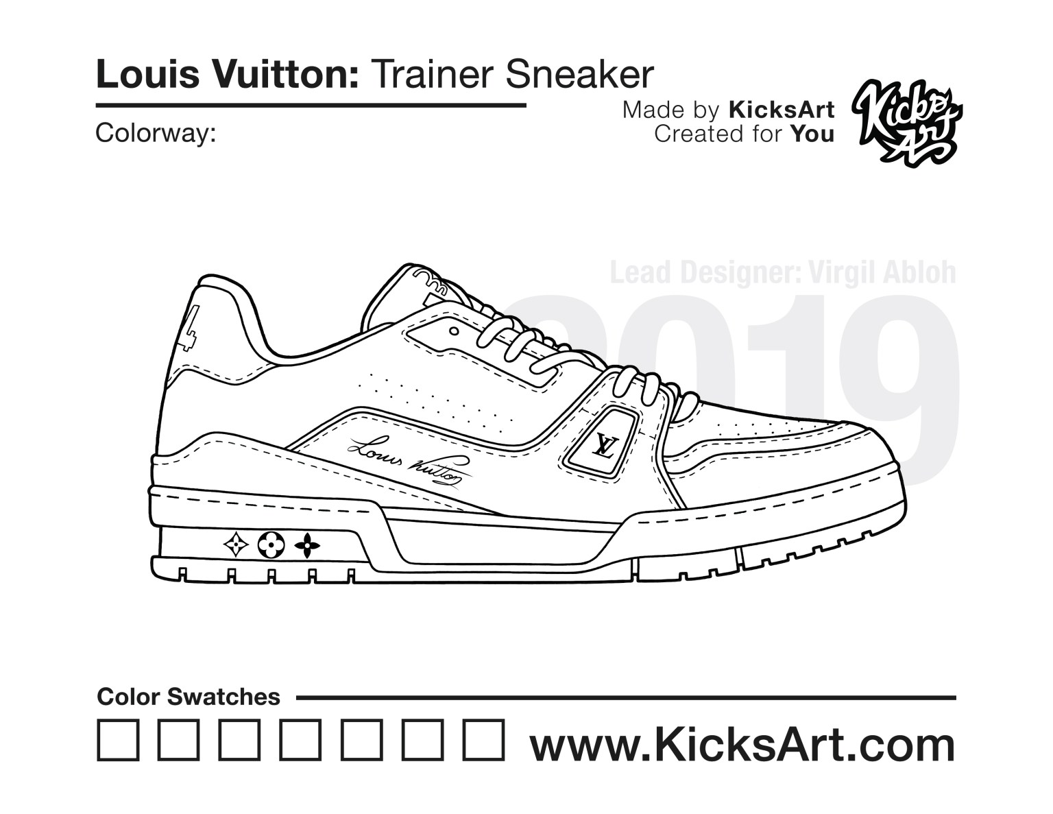 Louis vuitton trainer sneaker coloring pages