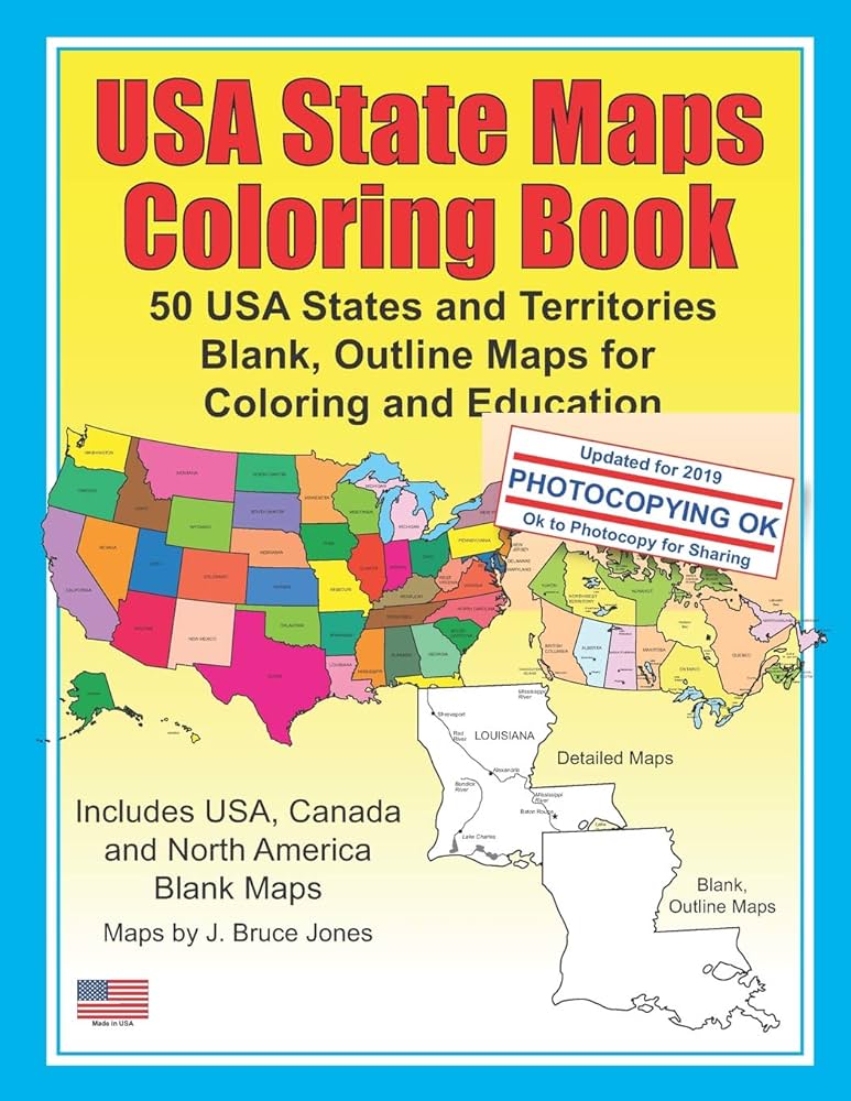 Usa state maps coloring book usa states and territories blank outline maps for coloring and education world of maps jones j bruce jones j bruce books