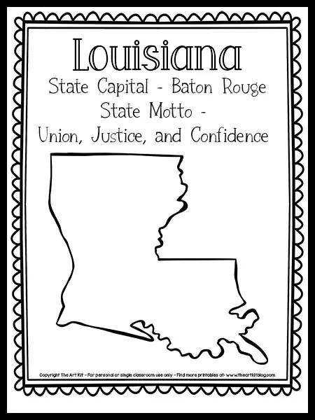 Louisiana state outline coloring page free printable â the art kit