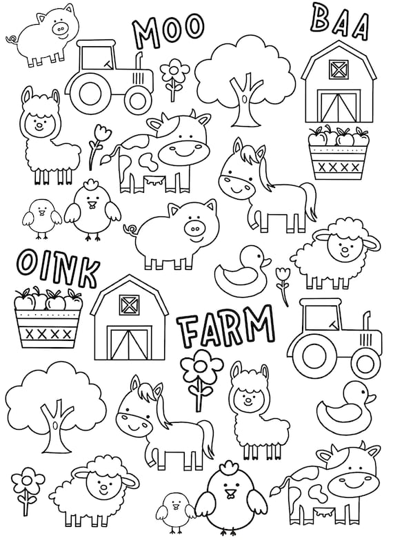 Farm animals coloring page animals coloring page coloring pagescolouring page kids learning activities kids farm art coloring page