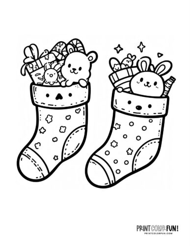 Christmas stocking clipart pages for easy craft coloring fun for the holidays at