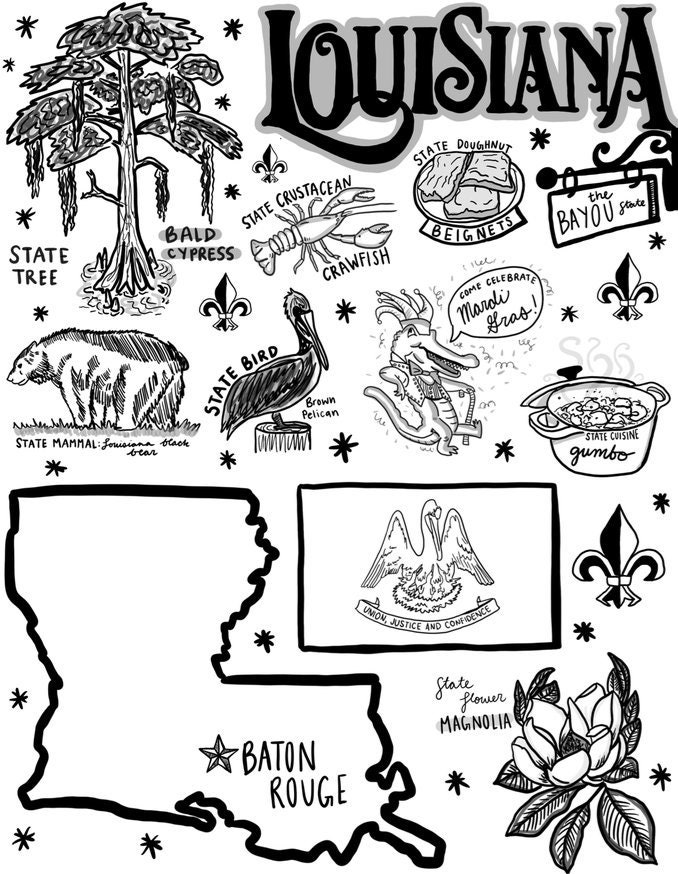 Louisiana coloring page instant download