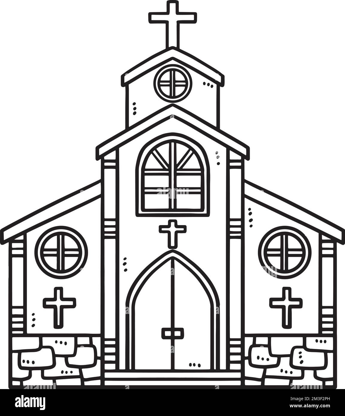 Christian church isolated coloring page for kids stock vector image art