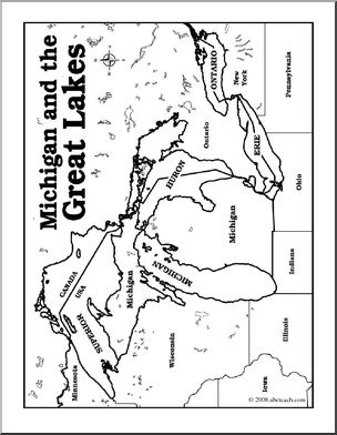 Clip art michigan and the great lakes coloring page labeled i