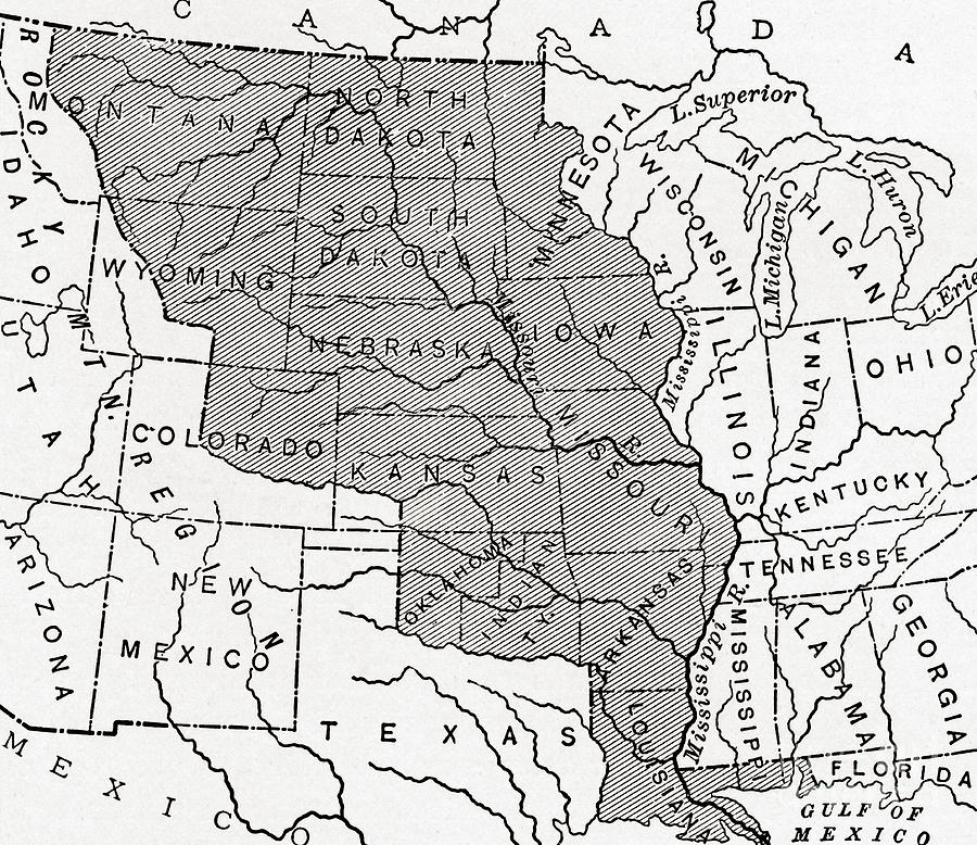 Map showing the louisiana purchase painting by american school