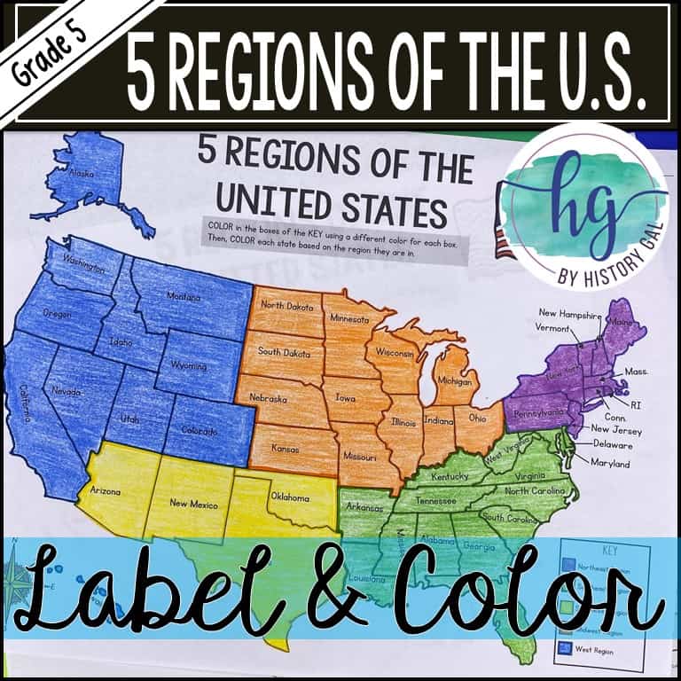 Regions of the united states map activity print and digital