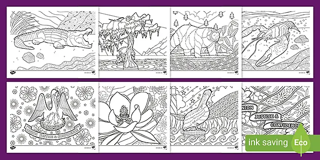 Louisiana state symbols mindfulness coloring sheets