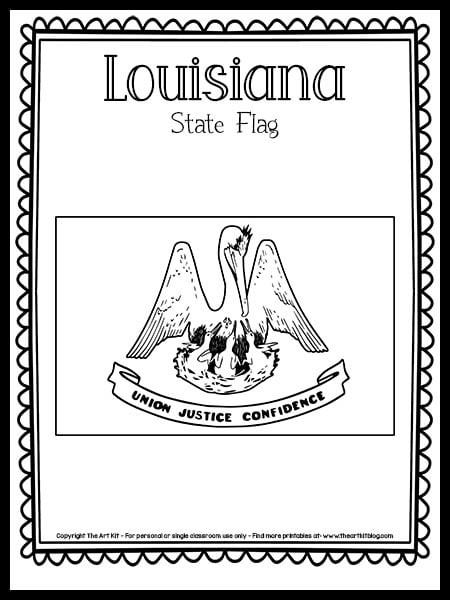 Louisiana state flag coloring page free printable â the art kit