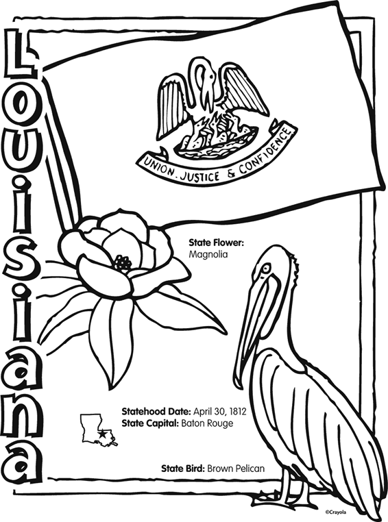 State of louisiana free coloring page