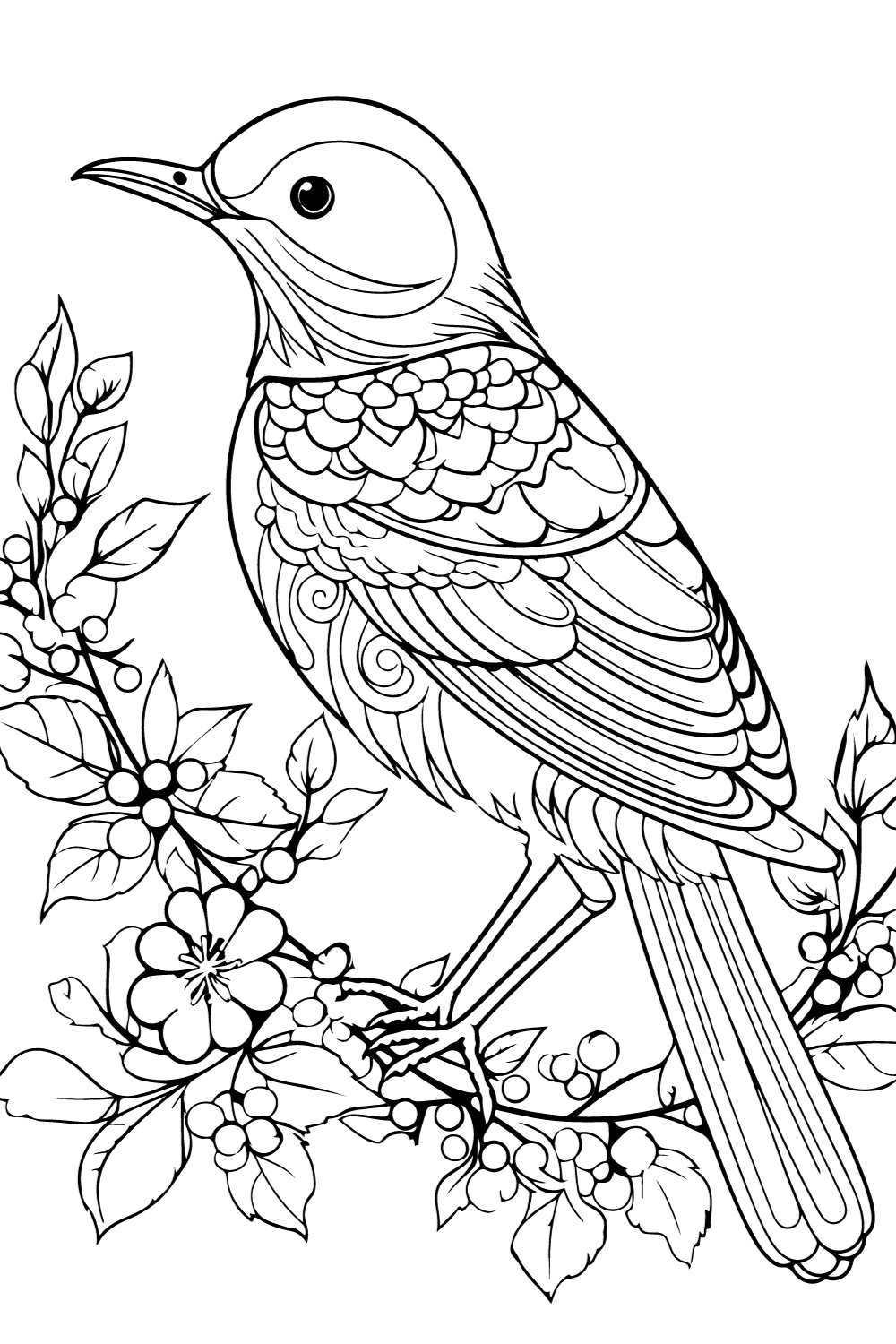 Bird coloring pages for kids and adults