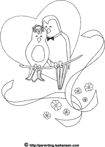 Wedding coloring page love birds