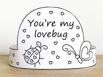 Lovebug coloring crown printable valentine kids craft