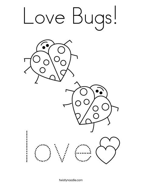 Love bugs coloring page