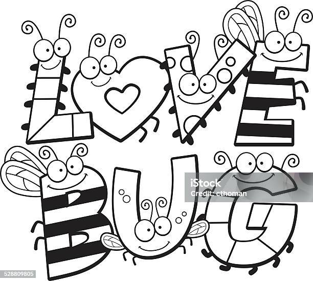 Cartoon love bug text stock illustration