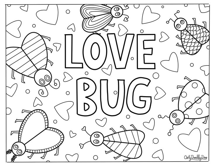 Love bug digital coloring page valentines day activity insect love twork student friend gift