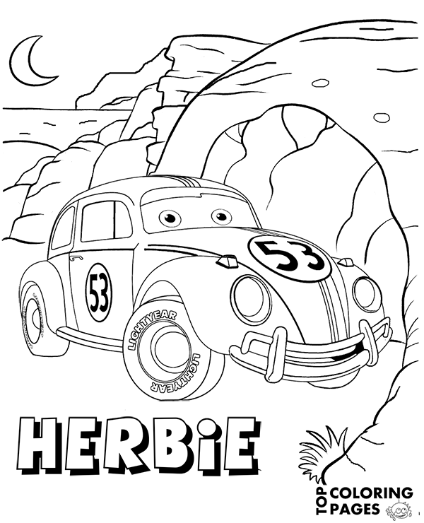 Printable cars coloring page herbie