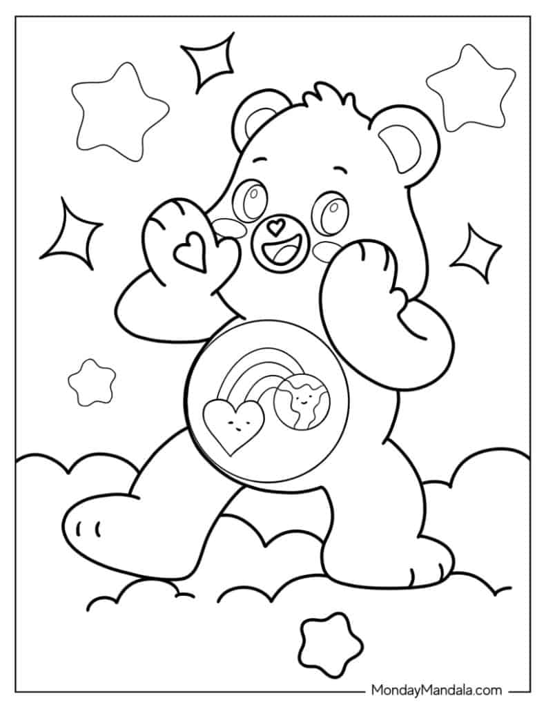 Care bears coloring pages free pdf printables