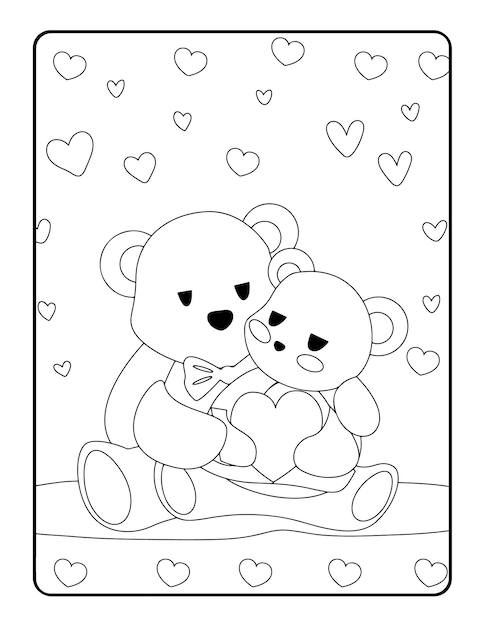 Premium vector christmas winter coloring valentines day coloring pages for kids love coloring page coloring book