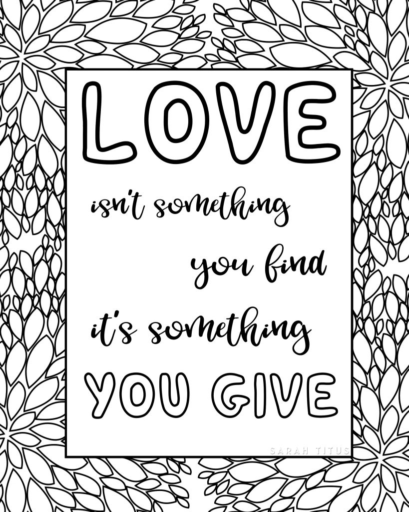 Free printable love quotes coloring sheets