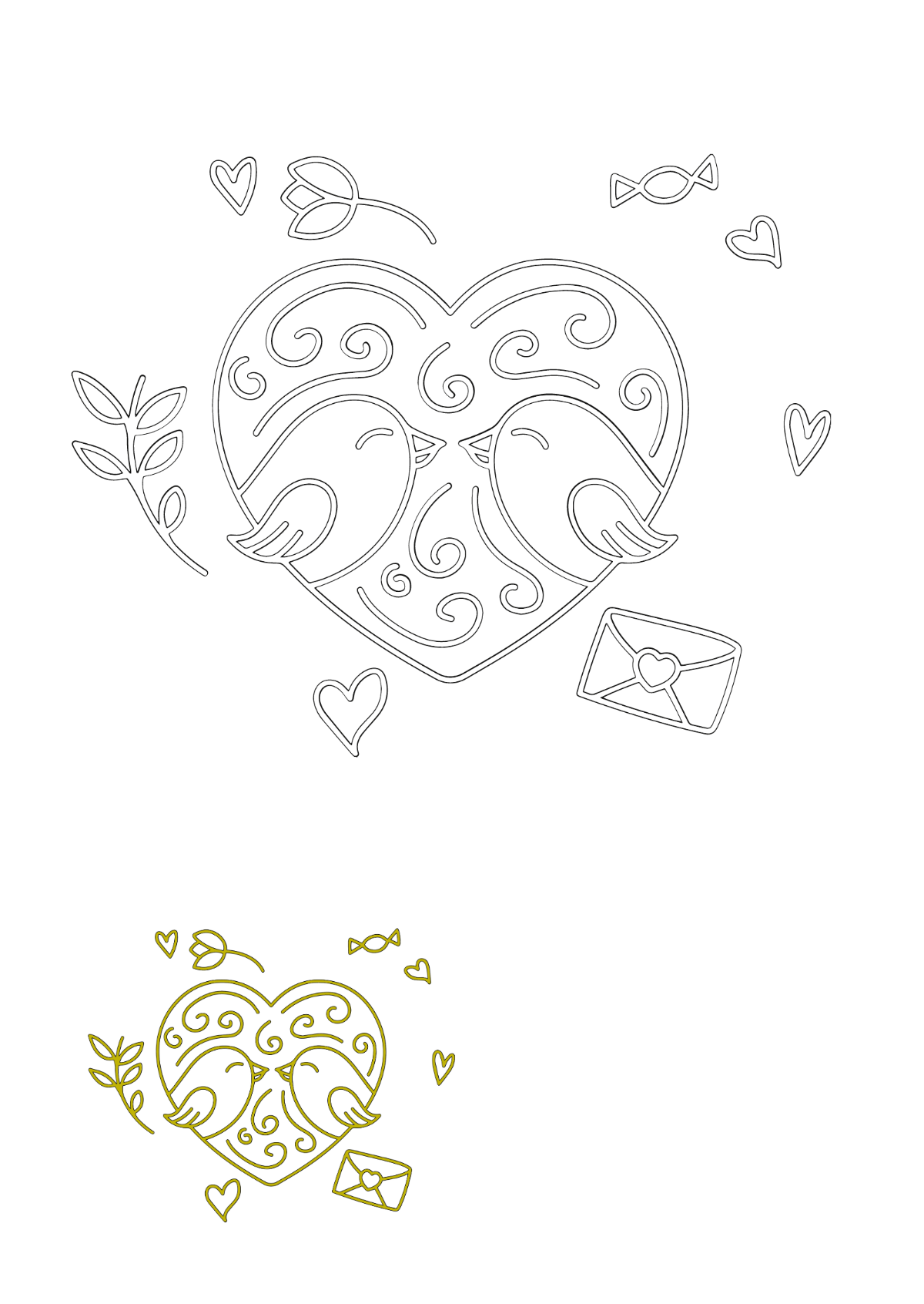 Free love coloring page s examples