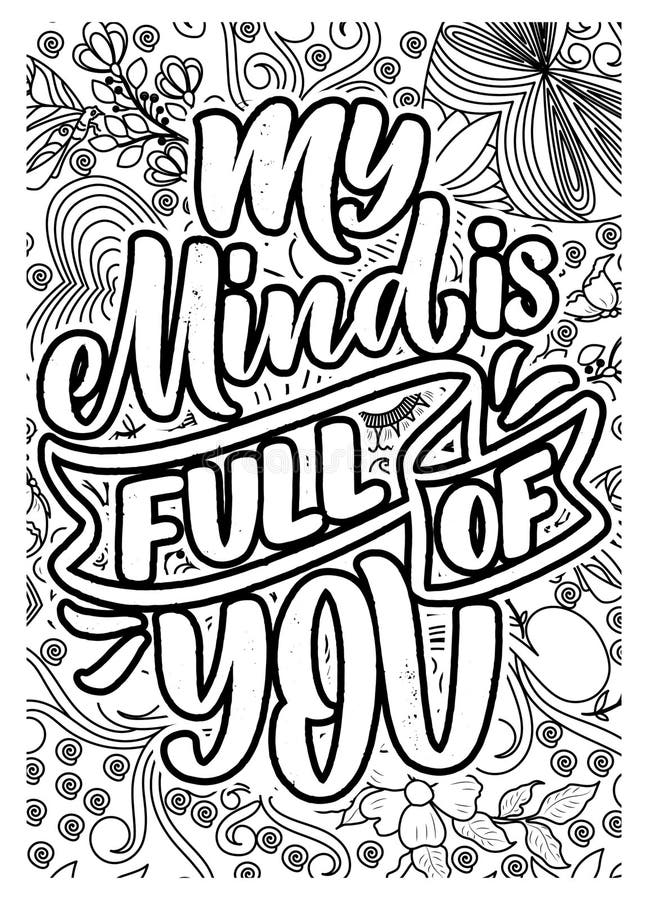 Love motivational quote coloring pages for adults love coloring page design stock illustration