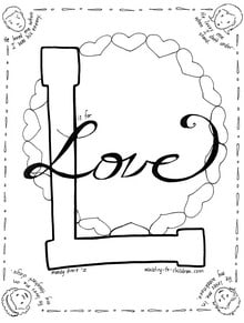 L is for love coloring page