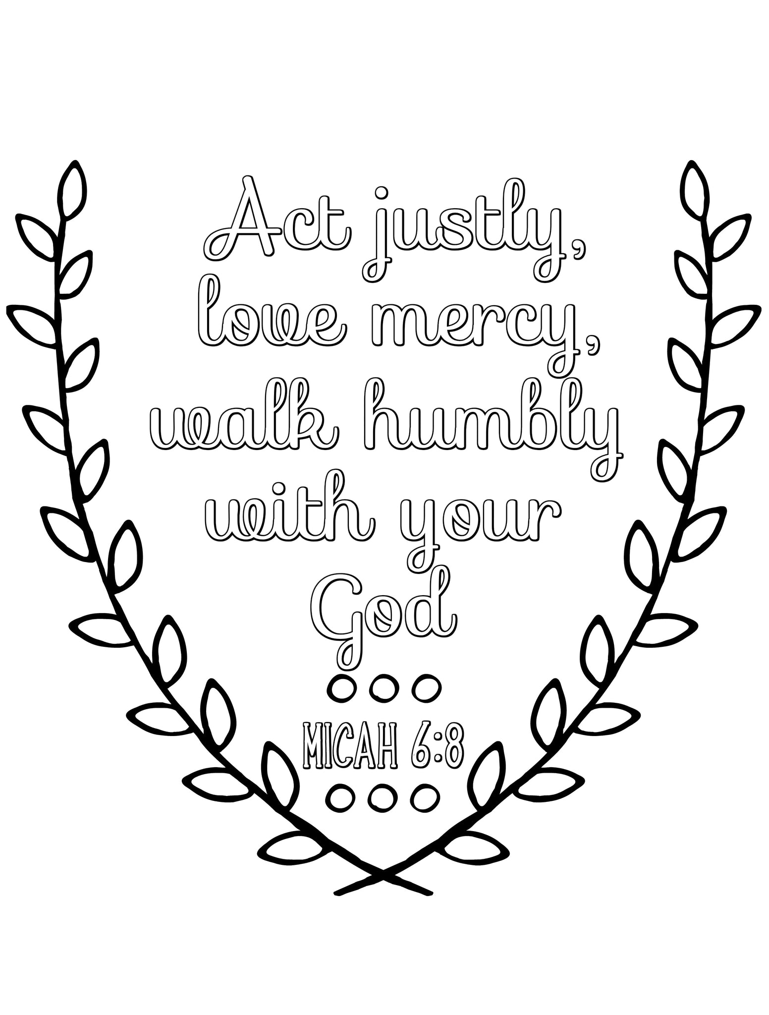 Justice mercy humility scripture coloring page â a divine encounter