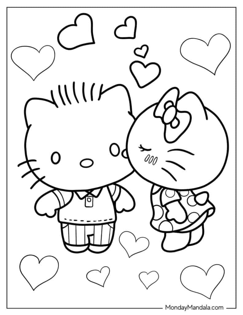 Hello kitty coloring pages free pdf printables