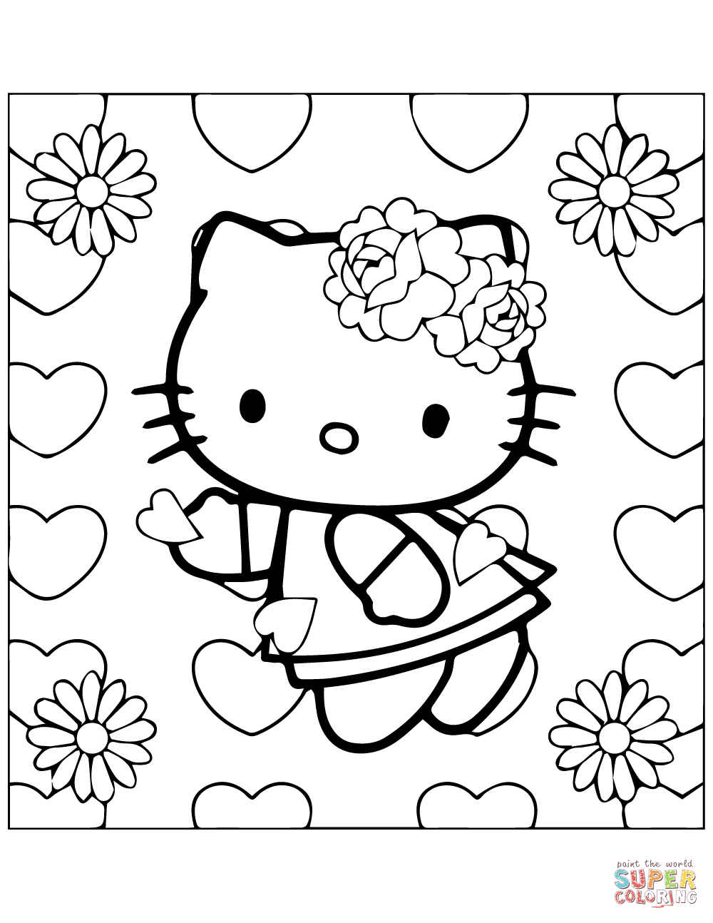 Kitty in love coloring page free printable coloring pages