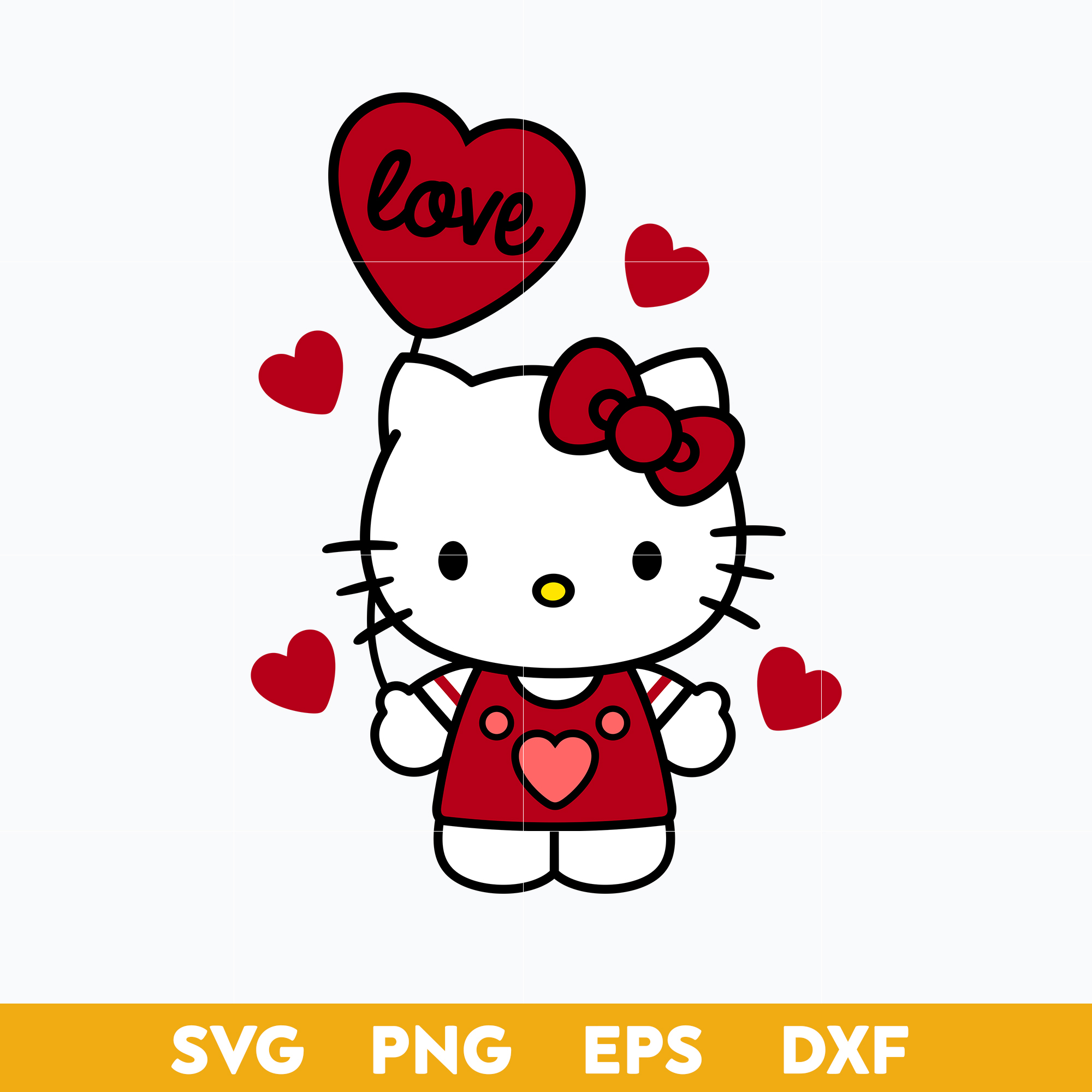 Kitty love svg hello cat valentine svg hello kitty svg cut