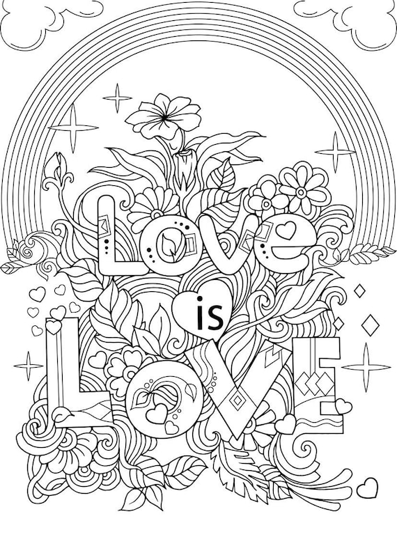 Pride coloring page love is love instant download