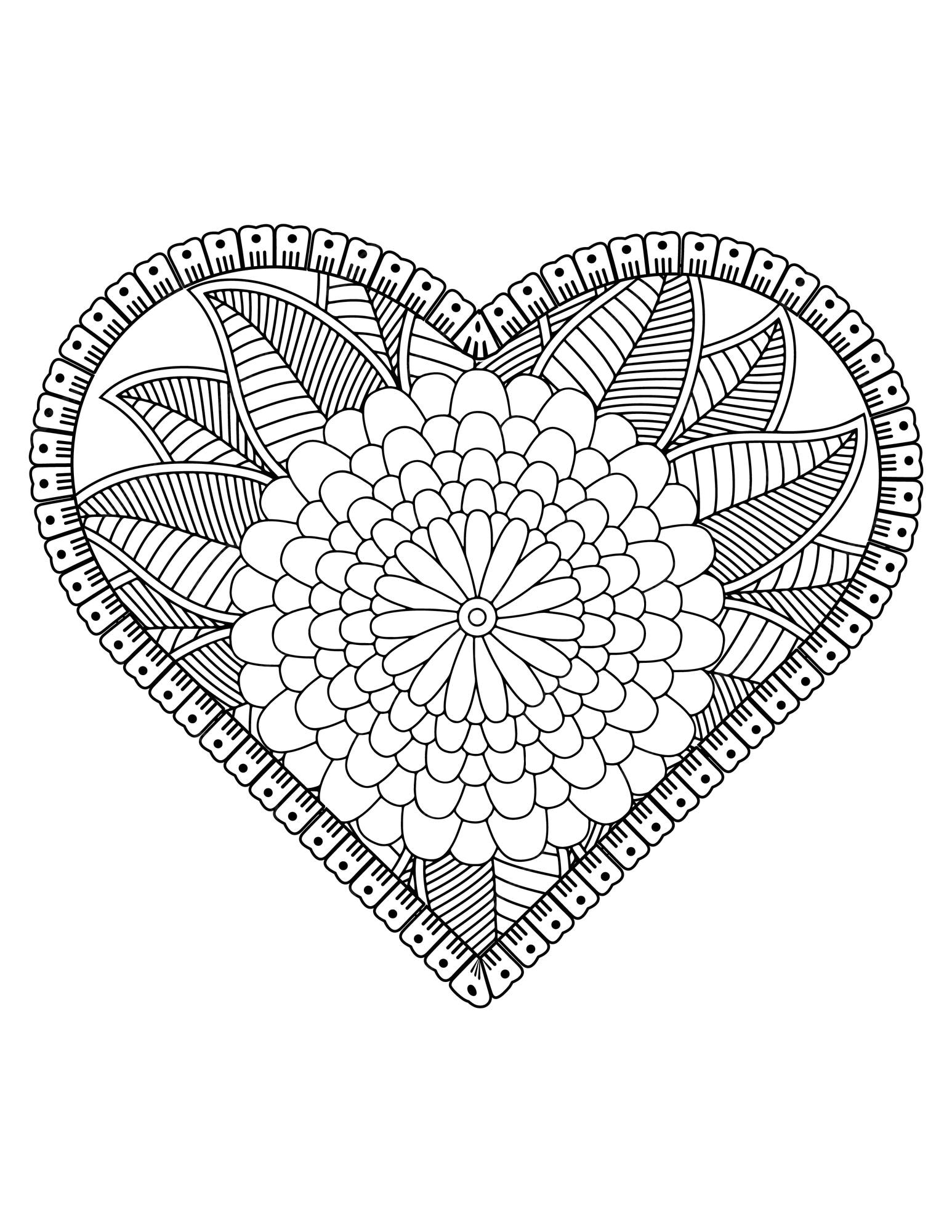 Premium vector heart coloring page for adult and kids love coloring vector valentine pattern design love art