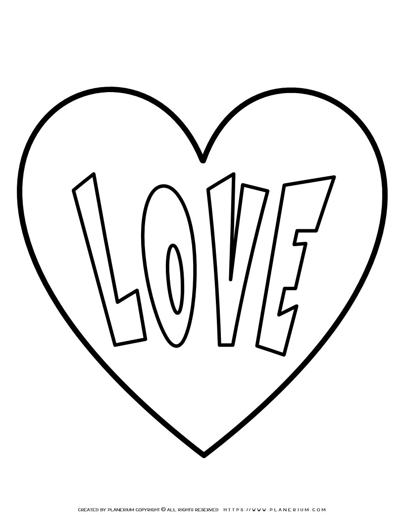 Love heart coloring page