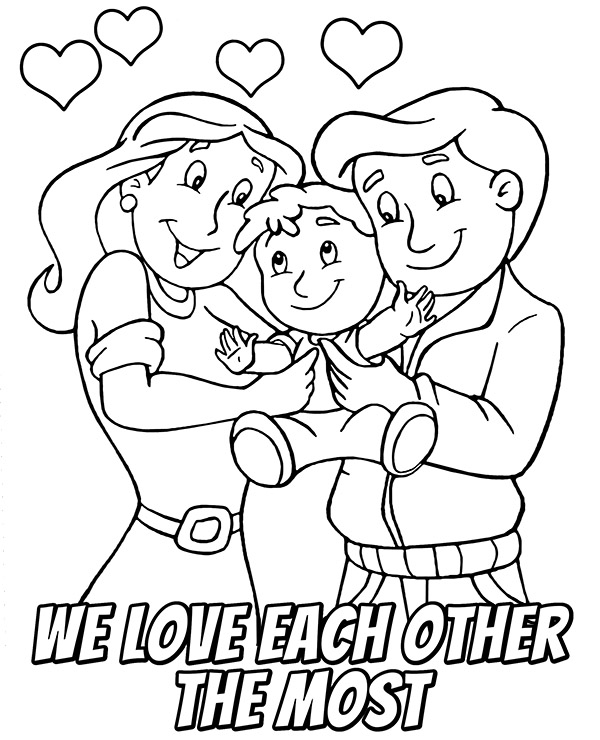 Valentine coloring page family love