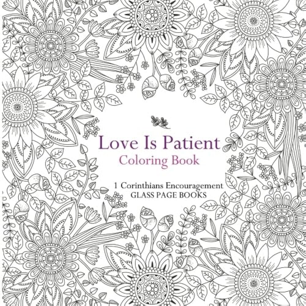 Love is patient coloring book books glass page kitap