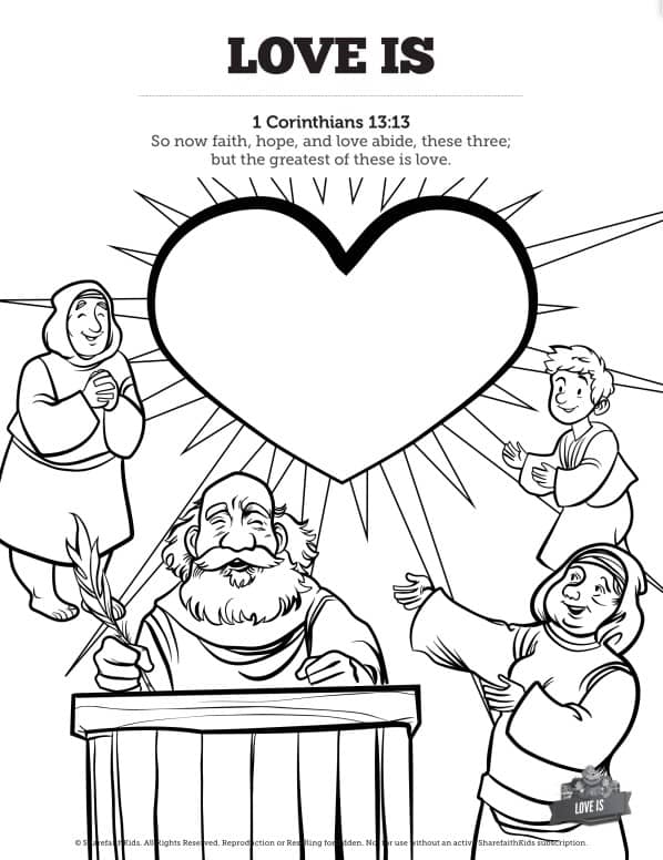 Corinthians love is sunday school coloring pages â