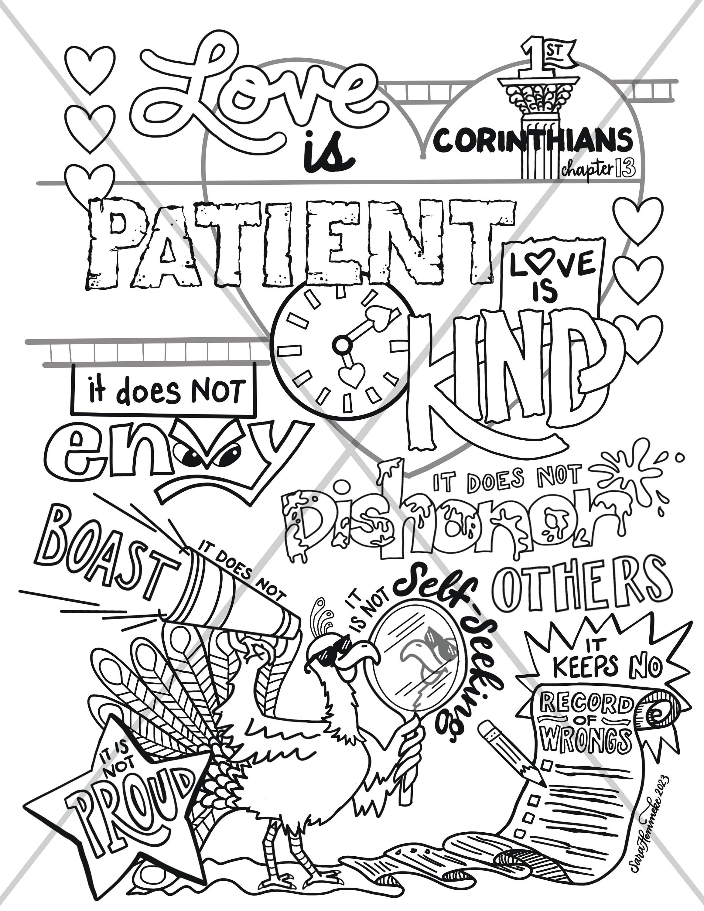 Bible verse coloring page i corinthians love