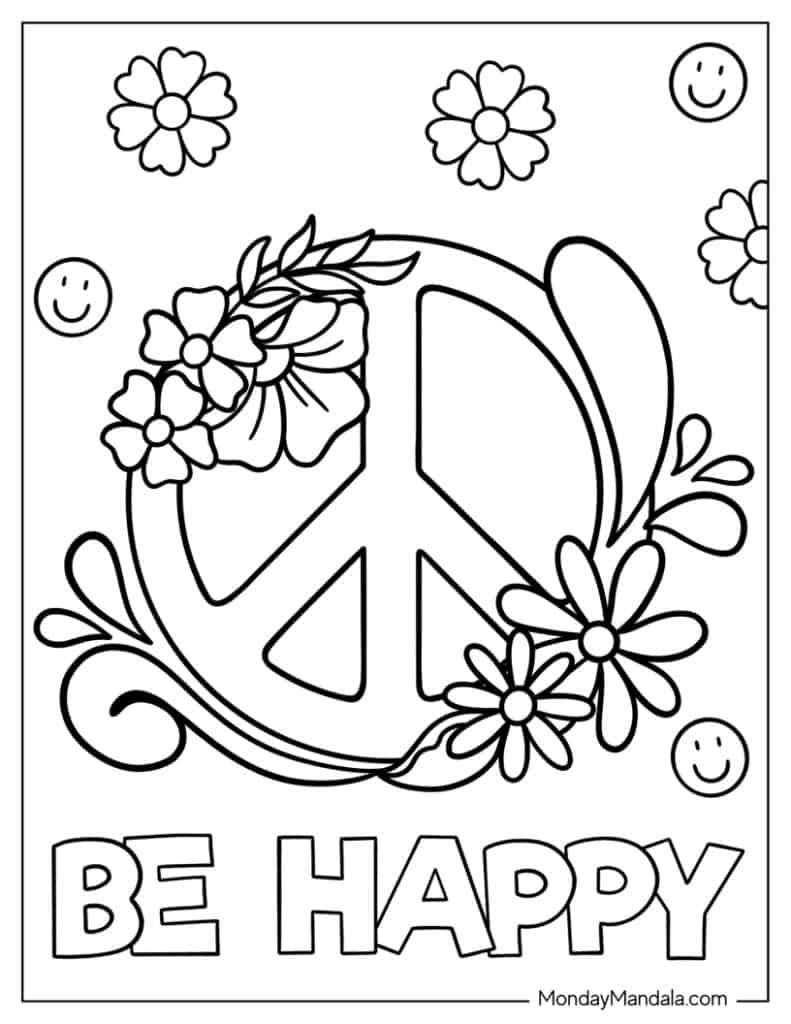 Peace coloring pages free pdf printables