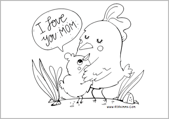 Free mothers day printable i love you mom coloring page for kids â elle simms