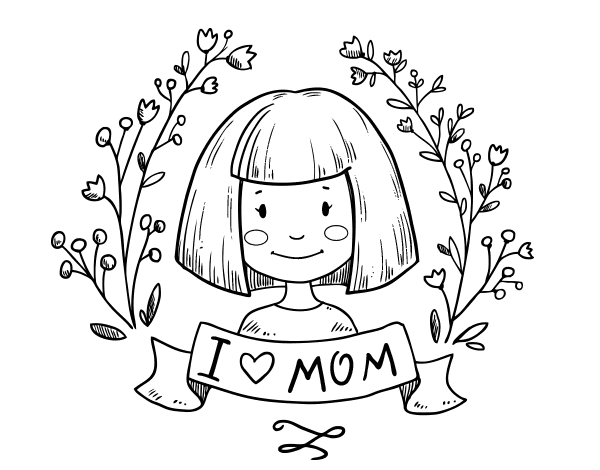 I love mom coloring page