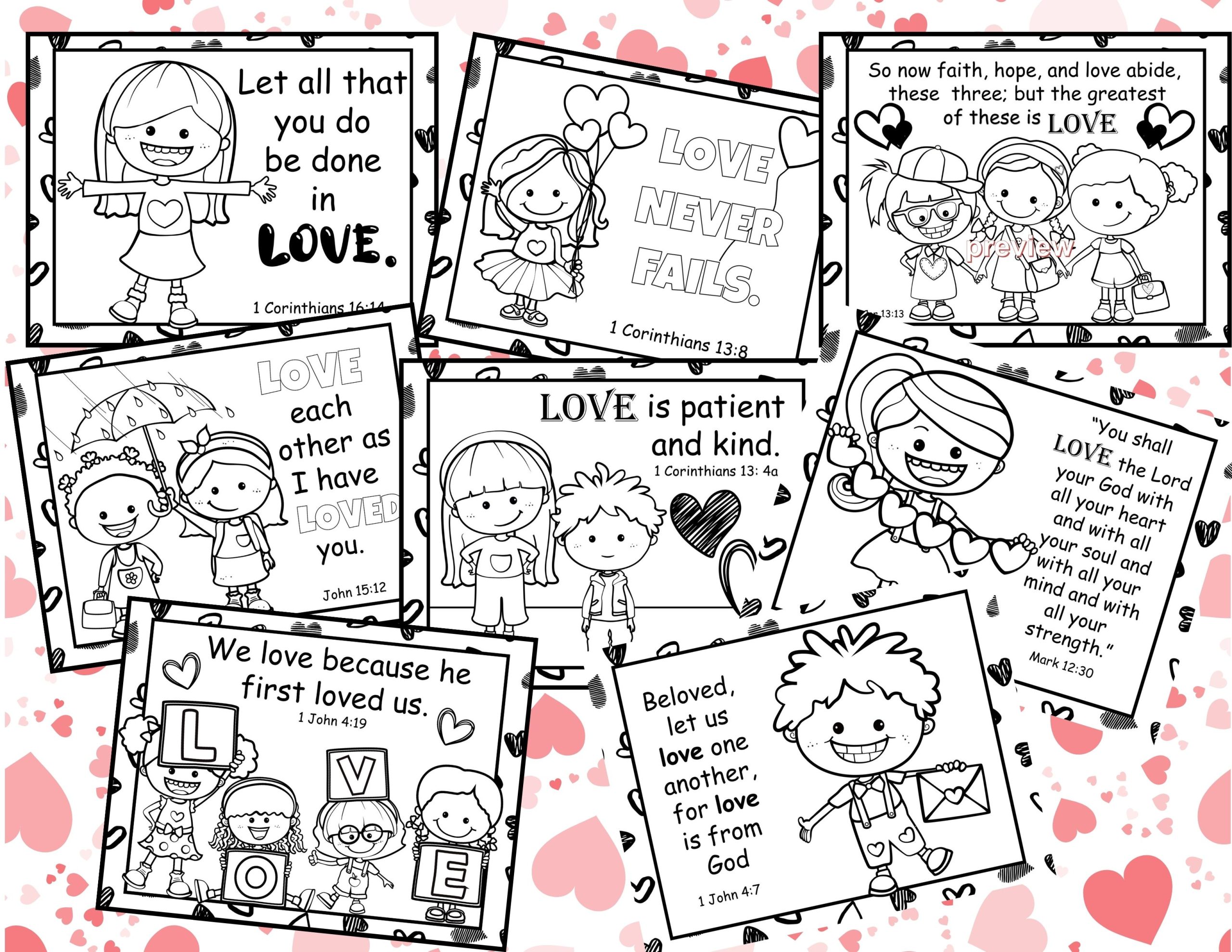 Christian valentine coloring pages with bible verses made by teachers