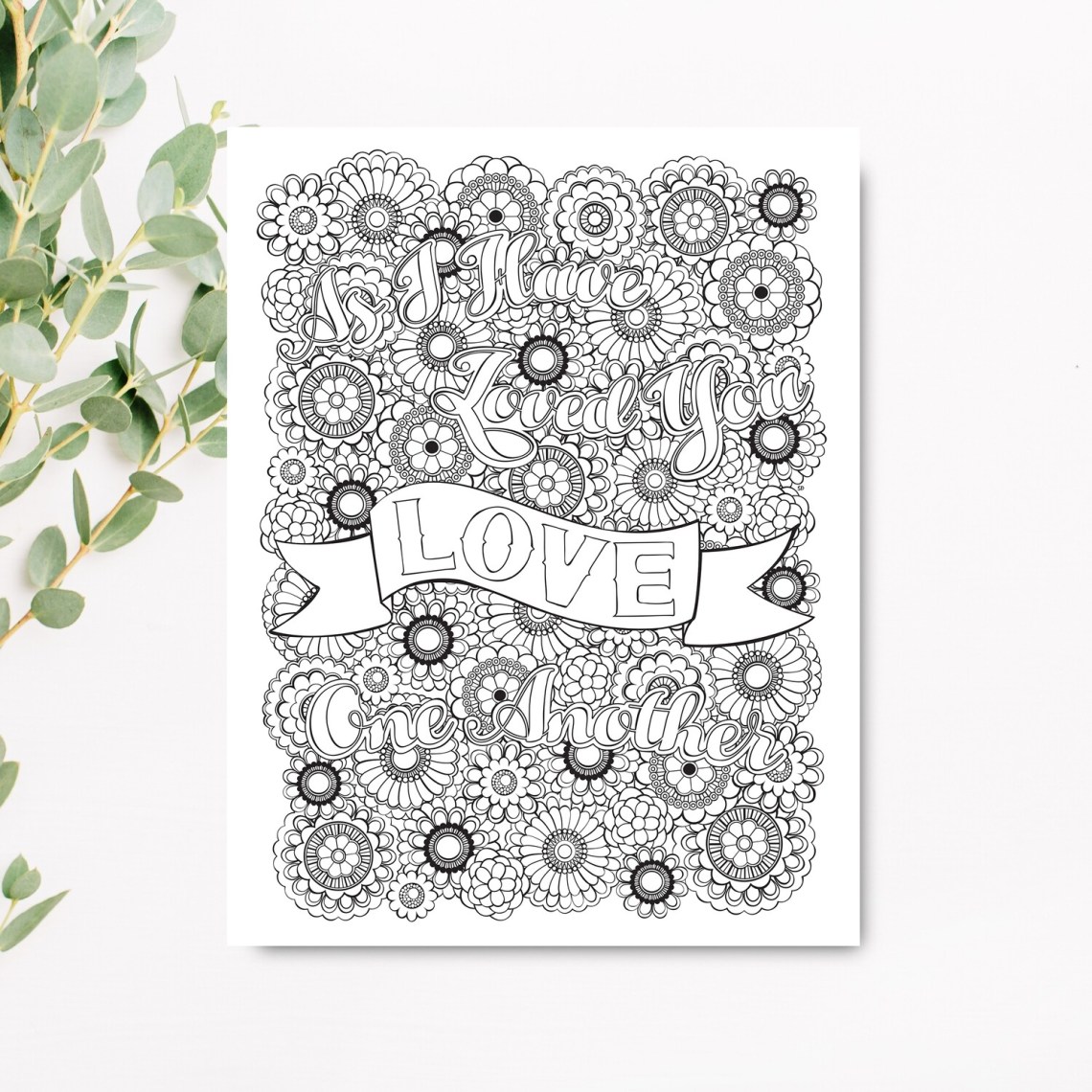 Love one another giant coloring page