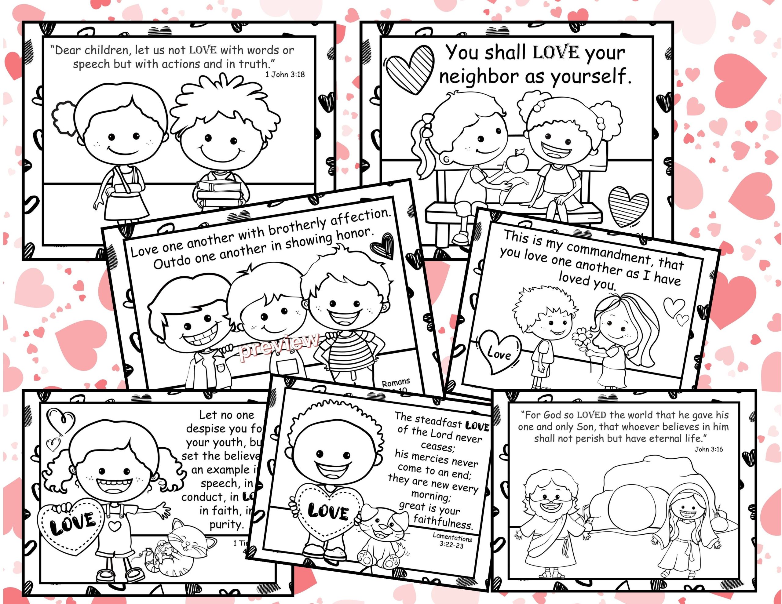 Christian valentine coloring pages with bible verses made by teachers