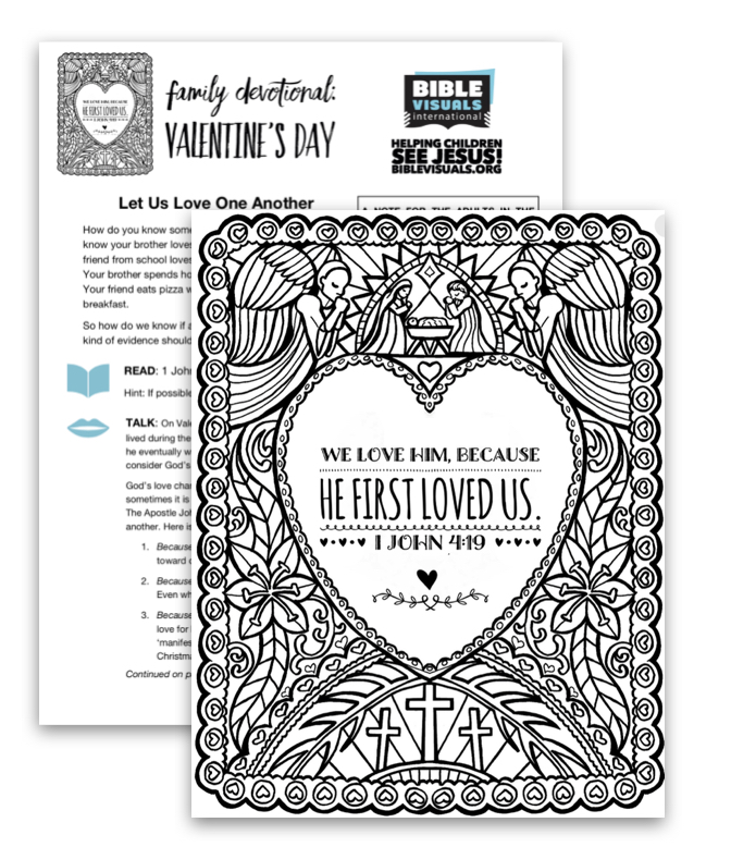 Valentines day devotional and coloring page downloads ready