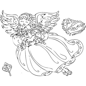 Love one another angel with heart coloring page or clip art tpt